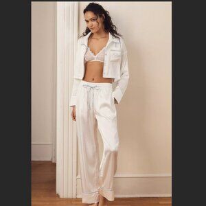 Anthropologie Kilo Brava Bride Long-Sleeve Satin Charmeuse Pajama Set